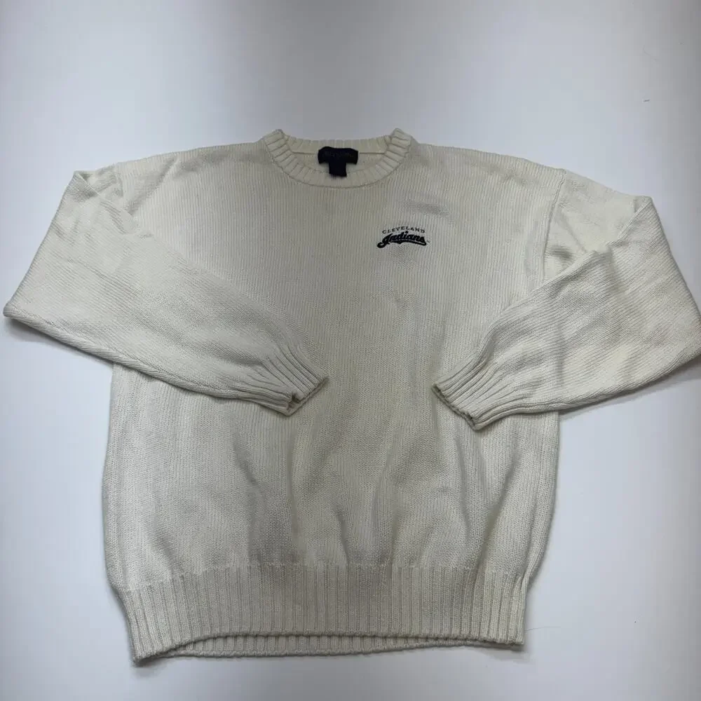 Vintage Y2K Cleveland Indians Guardians Antigua Cream Sweater Baseball Medium